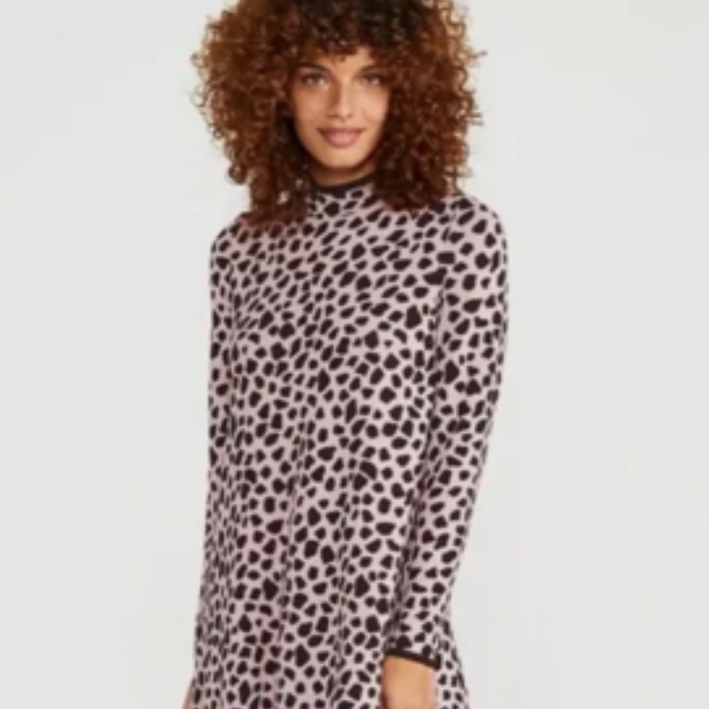 Ann Taylor Petite Pink Giraffe Animal Print Sweater Dress